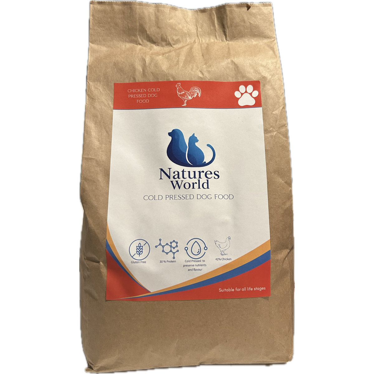 Natures World Chicken Cold Pressed Dog Food Bag